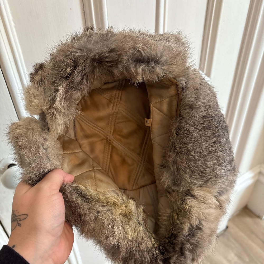 Rabbit Fur Winter Hat - Brown